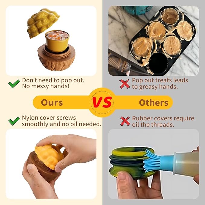 Interactive Dog Toys for Aggressive Chewers, /No Oil Needed/Smooth Screwing Frozen Treat Freezable Dog Puzzle Treat Dispensing Toy to Keep Them Busy for Small Medium Large Breeds