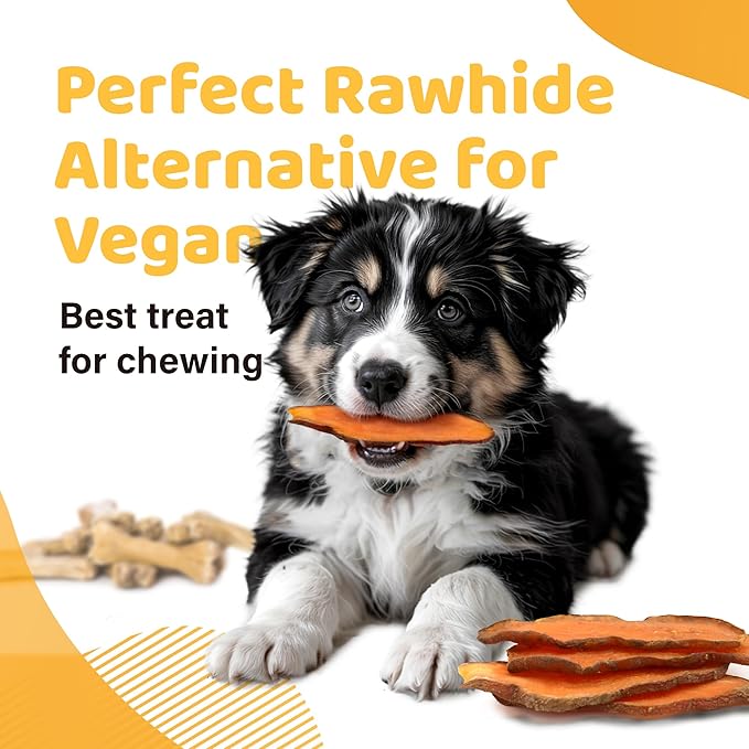 iPaw Sweet Potato Chews, Single Ingredient Dog Treats for Vegetarian, All Natural Human Grade Puppy Chew, Rawhide Alternative, Hypoallergenic, Easy to Digest, 2 Packs