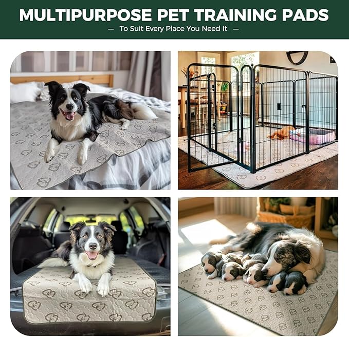 FXW Washable Pee Pads for Dogs, Leak-Proof & Non-Slip, Specifically Designed for Potty Training, 30" x 70" Rectangle, Khaki, 1 Pack
