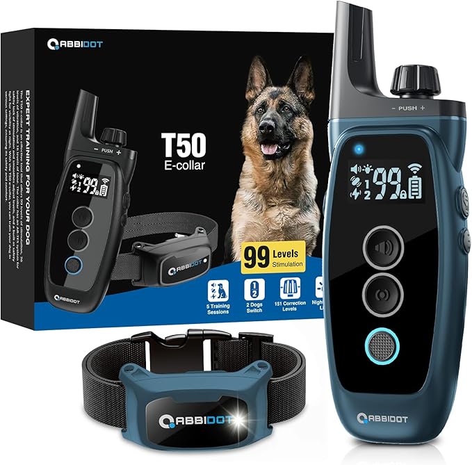 ABBIDOT Dog Shock Collar - 3500FT Dog Training Collar with Remote，IPX7 Waterproof & 4 Training Modes, Safety Lock & Night Vision Light，Rechargeable E-Collar for All Breeds