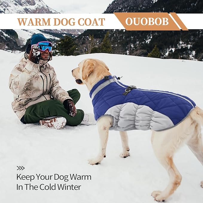 Small Dog Coat,Dog Jackets for Small Dogs,Warm Winter Jacket, Puppy Coat with Harness Built in,Waterproof Dogs Jacket,Puppy Cold Weather Coats,Pet Winter Clothes Snowsuit Shih Tzu Bichon,Blue