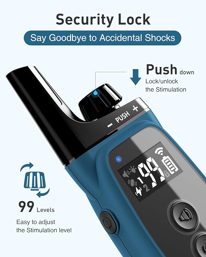 ABBIDOT Dog Shock Collar - 3500FT Dog Training Collar with Remote，IPX7 Waterproof & 4 Training Modes, Safety Lock & Night Vision Light，Rechargeable E-Collar for All Breeds