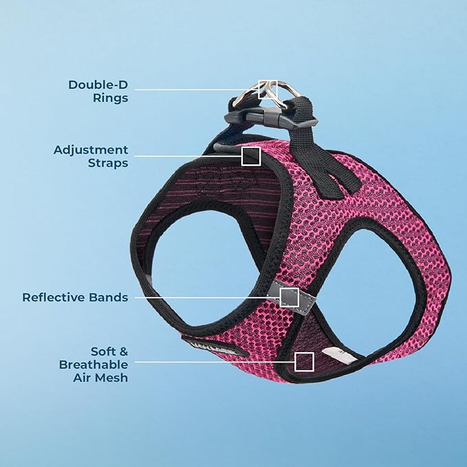 Best Pet Supplies Voyager Step-in Air Harness - All Weather Mesh, Reflective, No Pull Harness for Dogs, Cats - Secure with Hook & Loop Fastener, Buckle, Double D-Rings - Fuchsia 2-Tone, XL