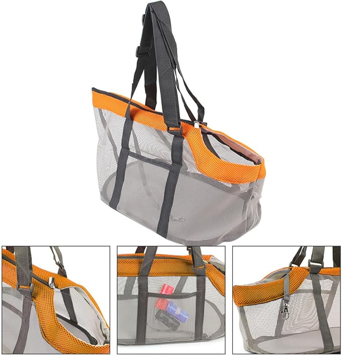 Lightweight Breathable Nylon Pet Carrier Bag for Cats Dogs Up Detachable Pad Comfortable Mesh Design for Travel Shopping Hiking Orange