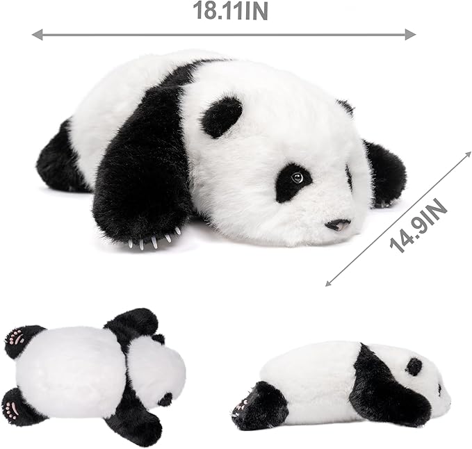 Chongker Weighted Panda Stuffed Animals, Panda Plush for Companion “MengLan”, Handmade Realistic Giant Panda Plush 4 LBS, 18" Lifelike Animals