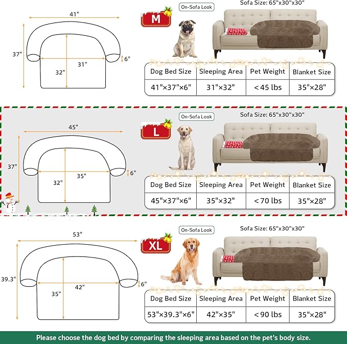 GGIB Calming Dog Bed Christmas Throw Blanket Fluffy Plush Dog Mat for Furniture Protector Decoration Holiday Throw for Sofa Couch Cover for Large Medium Small Dogs Cats (Large, Camel)