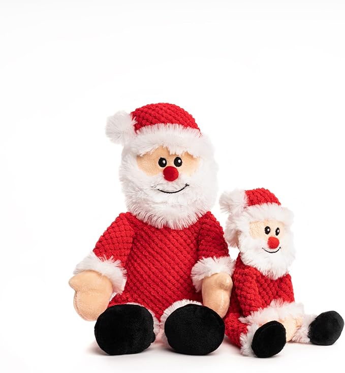 fabdog Floppies Plush Dog Toys - Cute Holiday-Themed Squeaky Dog Toy - Best Squeak Toy for All Breeds | Ideal Large Santa