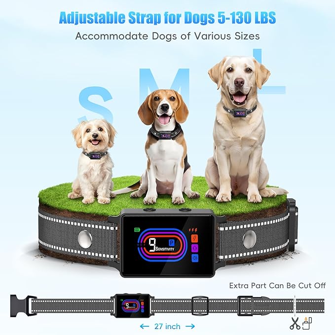 Dog Bark Collar, 2025 Bark Collar for Large Medium Small Dogs 5-130 lbs - Smart Rechargeable Anti-Barking Training Collar with 10 Adjustable Sensitivity-Bark Collars with Beep Vibratio