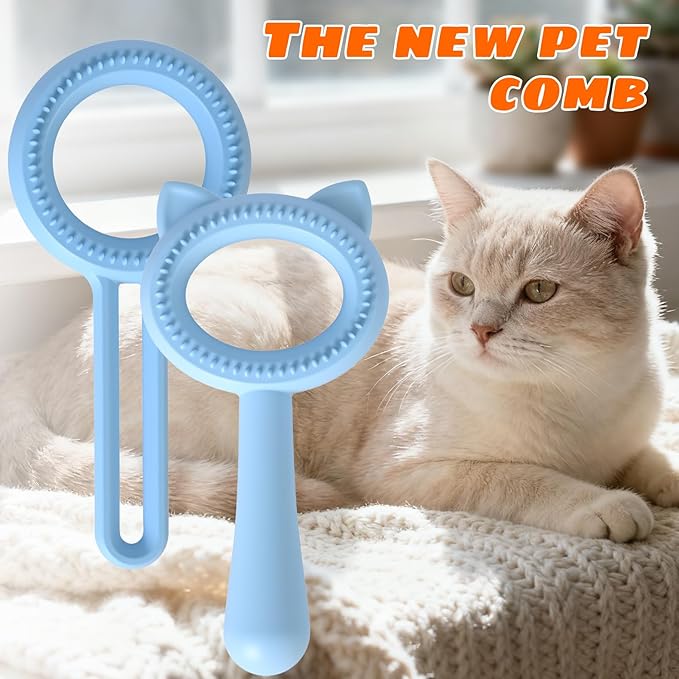 2pcs pink) Cat Brushes for Indoor Cats Shedding, Brush for Long or Short Haired Cats, Grooming Brush Comb for Kitten Rabbit Massage Removes Loose Fur
