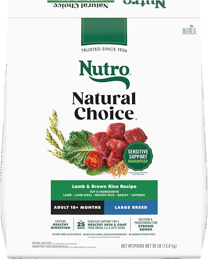 Nutro Natural Choice Adult Large Breed Dog Food Dry, Lamb & Brown Rice Recipe, 30 lb. Bag
