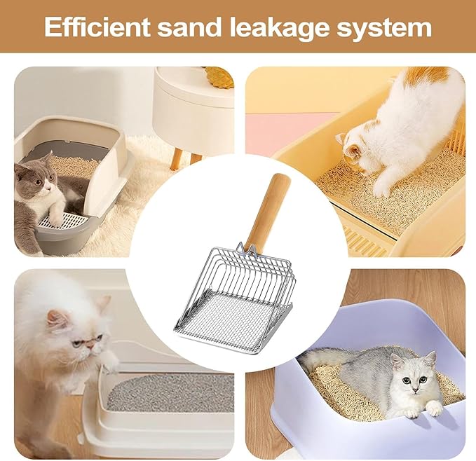 Feline Scoop - Metal Litter Shovel for Waste Sorting | Stainless Steel Sifter Tool Odor Control Helper with Nonstick Blade Firm Handle & Precision Slot Design for Kitten Care, Daily Cleaning