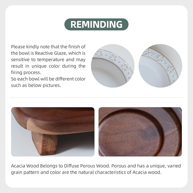 Havniva Raised Double Cat Dishes Set with Acacia Wood Stand, Ceramic Food & Water Bowls for Cats, Puppy, Kitty, Cat Feeder, Prevent Whisker Fatigue(Double Bowls+Stand, Arctic White)
