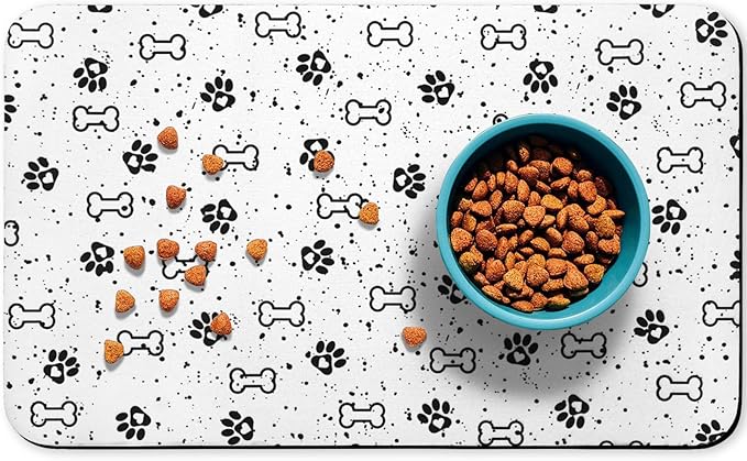 Dog Food Mats,Cat Absorbent Water Bowl Feeding Mats Pet Placemats for Food and Water Spot 24 * 32 inch