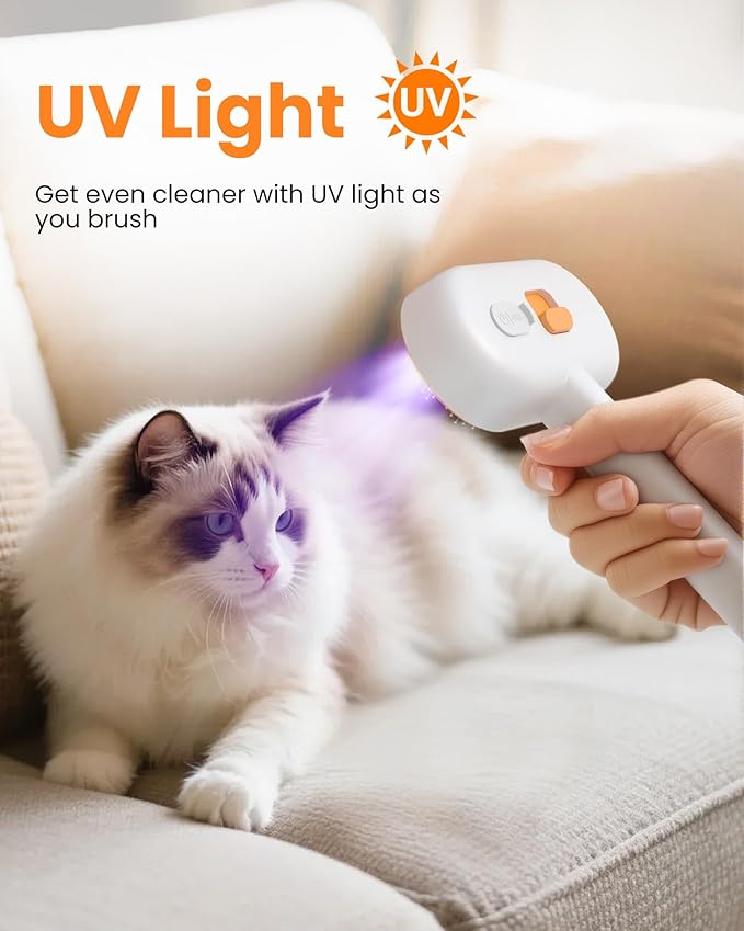 Cat Steam Brush, Self Cleaning Cat Brush for Shedding, 3 in 1 Pet Spray Hair Removal Comb, Pet Steam Brushes for Long and Short Haired Dog, Cool Mist Only