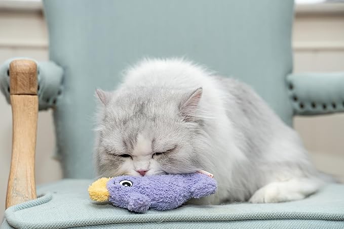 Puffy Crew Interactive Catnip Cat Plush Toy, Ocean Theme, 5'', for All Breed Size Cats (Seahorse)