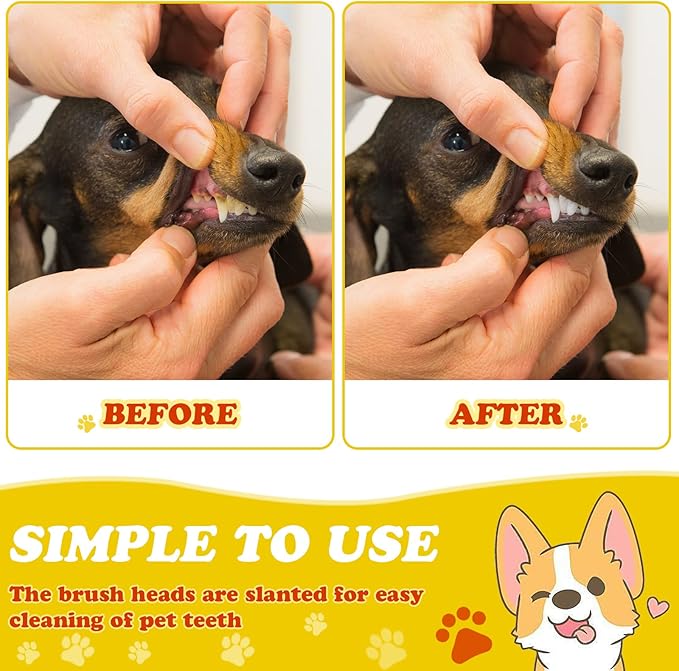 Nuenen 150 Pcs Dog Toothbrush Dual Headed Dental Brushes Puppy Tooth Brushing Kit Long Handle Toothbrush for Large and Small Dogs Cats Most Pets Teeth Cleaning Oral Care Supplies (Vibrant Color)
