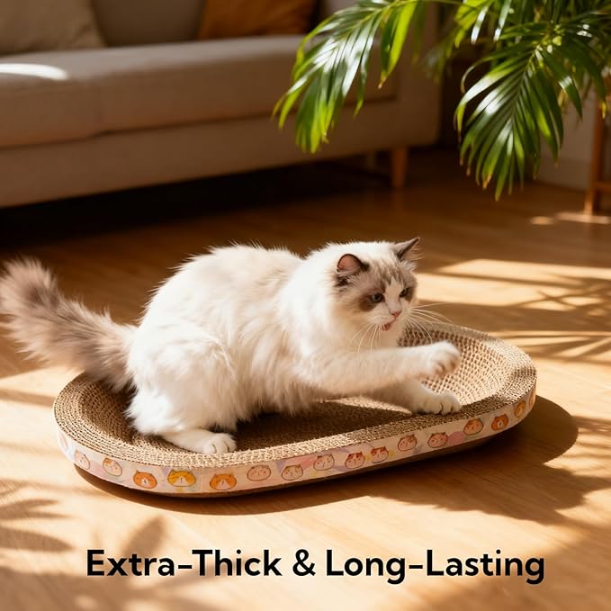 5 Pack Large Cat Scratcher Cardboard, Oval Cat Scratcher Bed Cat Scratch Pad Board Lounge Couch for Indoor Cats Bowl Shaped Cat Scratching Post Nest for Cats Grinding Claw Furniture Protector
