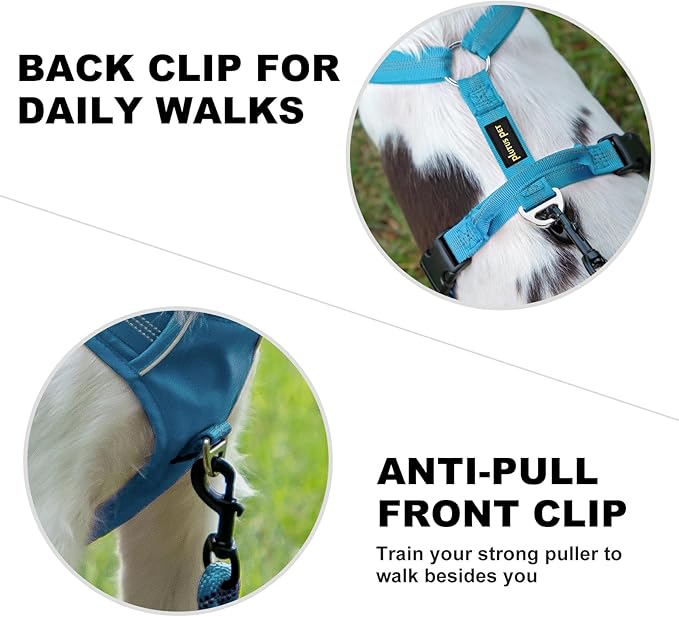Plutus Pet No Pull Dog Harness, Reflective Adjustable Dog Vest Harness with Handle, Escape Proof, Soft Padded for Small Medium Large Dogs (Light Blue, M)