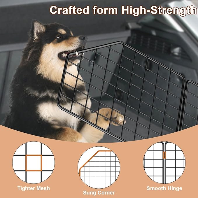 Dog Barrier for SUV,Adjustable Pet Barrier for car 36" to 62" Width for Trucks, SUV, Vans,Heavy-Duty Wire Mesh Barriers Safety Travel Accessories,Pet Travel Barriers