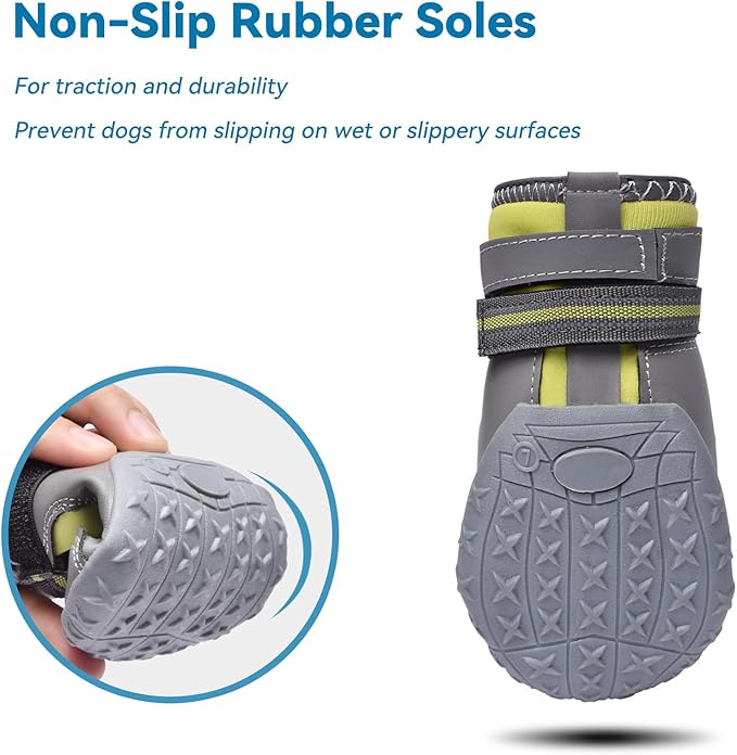 Hipaw Dog Booties for Winter,Snow Boots for Small Medium Large Dogs,Waterproof Dog Rain Shoes,Non-Slip Paw Protector for Outdoor Walking,Hiking,Indoor Hardwood Floors