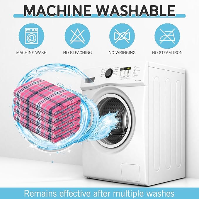 Washable Pee Pads for Dogs - 34”x36” 6PCS, Whelping Pad for Puppy Training, Playpen Crate Bed Floor Protector, Reusable Dog Potty Pads Non-Slip, Super Absorbent & Odor Controlling, Pink Plaid