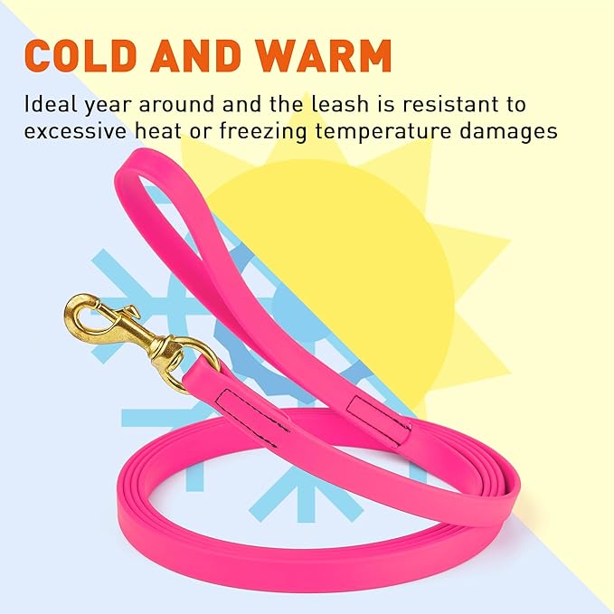 Viper Biothane K9 Working Dog Leash Waterproof Lead for Tracking Training Schutzhund Odor-Proof Long Line with Solid Brass Snap for Puppy Medium and Large Dogs, 20ft Passionfruit Pink