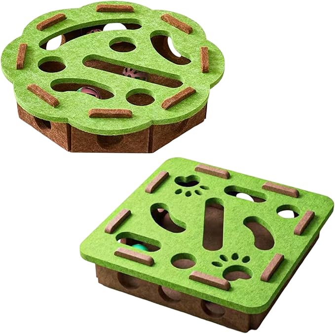 Interactive Cat Toy, Puzzle Maze Indoor Cat Toy, Felt Cat Feeder with Bell Stimulates Natural Hunting Instincts, Cat Scratch Box Pet Toy