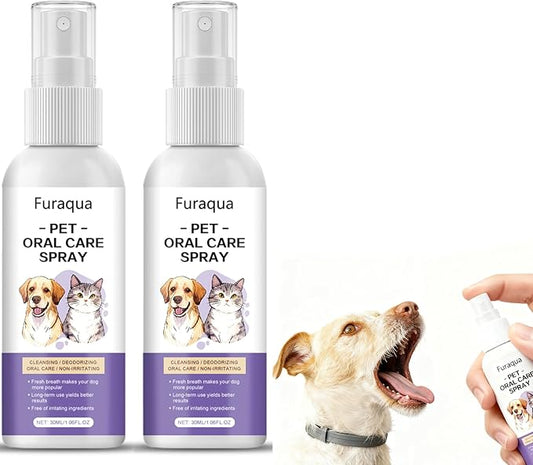 Furaqua Pet Dental Spray, Dog Dental Care Spray, Totol 2.082 Fl Oz Dog Natural Ingredients Extract, Breath Freshener Freshen Breath and Aid in Daily Oral Hygiene, Suitable for Different Pets (2Pcs)