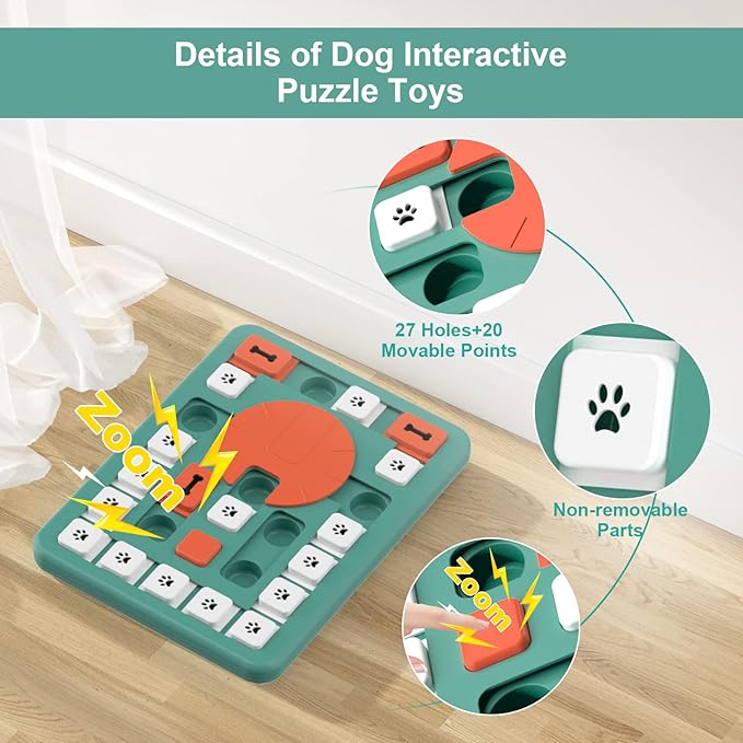 FOXMM Dog Puzzle Toys,Interactive Treat Puzzle Dog Toy for IQ Training & Mental Stimulating,Treat Puzzle Dispensing with Squeaky Design for Large Medium Smart Dogs