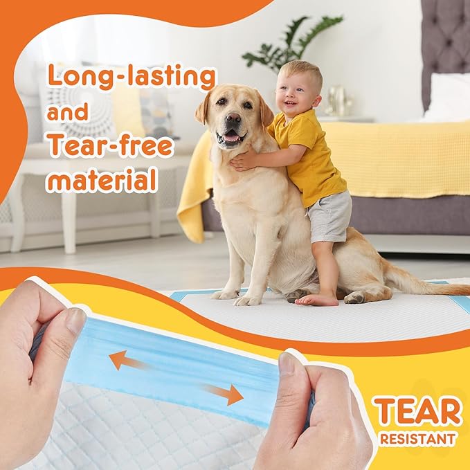 Sweetcrispy 200 Count Dog Puppy Pee Pads, Disposable Training Pee Pads, Leakprood and Quick Drying, Regular Size 22''x 22'' for Potty Training, Incontinence Pads