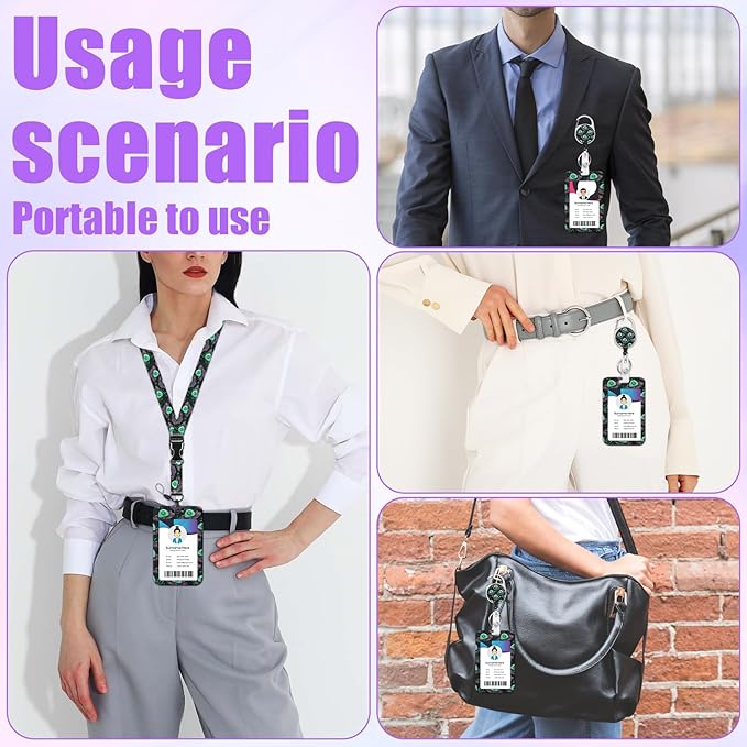 Cute Alien Spaceship ID Badge Holder with Lanyard, Retractable Lanyards for ID Badges Name Tag Clips, Funny Nurse Teacher Office Student Gift