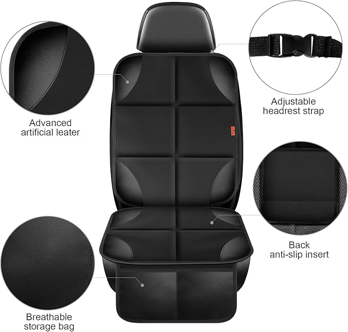 XHYANG Car Seat Protector 1 Pack Car Seat Cushion Mat Thickest Padding,Waterproof 600D Fabric Car Seat Covers for Non-Slip Backing Mesh Pockets for Baby and Pet (Blue, 1 Pc)