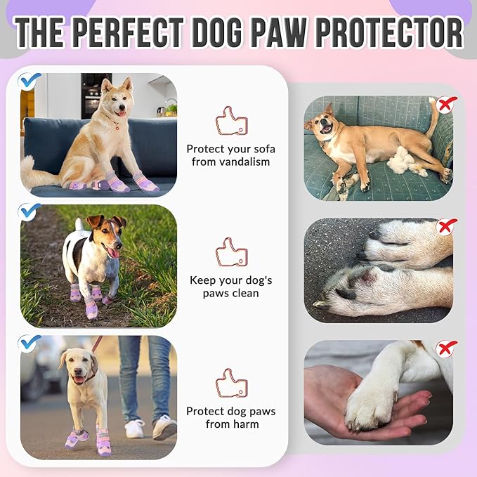 SlowTon Dog Shoes for Large Small Medium Dogs - Breathable Dog Boots for Summer Hot Pavement, Paw Protector for Outdoor Walking Winter Snow, Anti-Slip Rubber Dog Booties for Hard Floor (Pale Pink, 0)