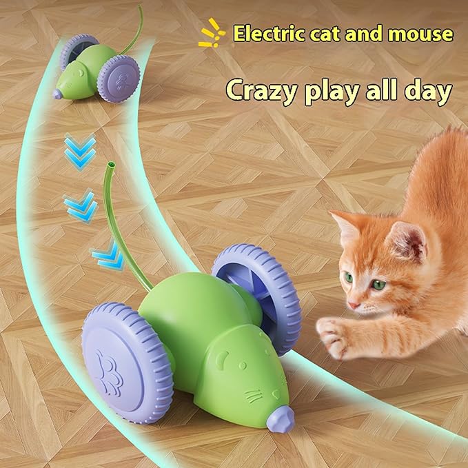 HPCDXBP Interactive Cat Toys for Indoor Cats,Automatic Moving Kitten Toys,Cat Mouse Toy with Tail Lights,Cat Toys for Bored Indoor Adult Cats,Cat Enrichment,Smart Electric Tails for Chasing Pet Toys