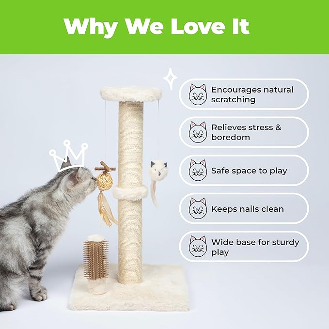 Best Pet Supplies Catify Cat Scratcher, Fun Interactive Scratchers, Posts, Poles, Claw Safe, Furniture Saver Indoor Play Support Natural Cat Behaviors Heavy Duty - Beige, Large
