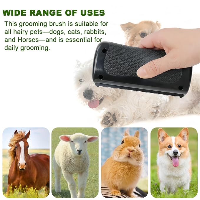 Upgraded Deshedding Dog Brush, Grooming Brush for Dogs & Cats – Pet Hair Removal Tool for Shedding, Matted & Loose Hair – Gentle on Skin with Ergonomic Grip – Works on Rabbits, Horses