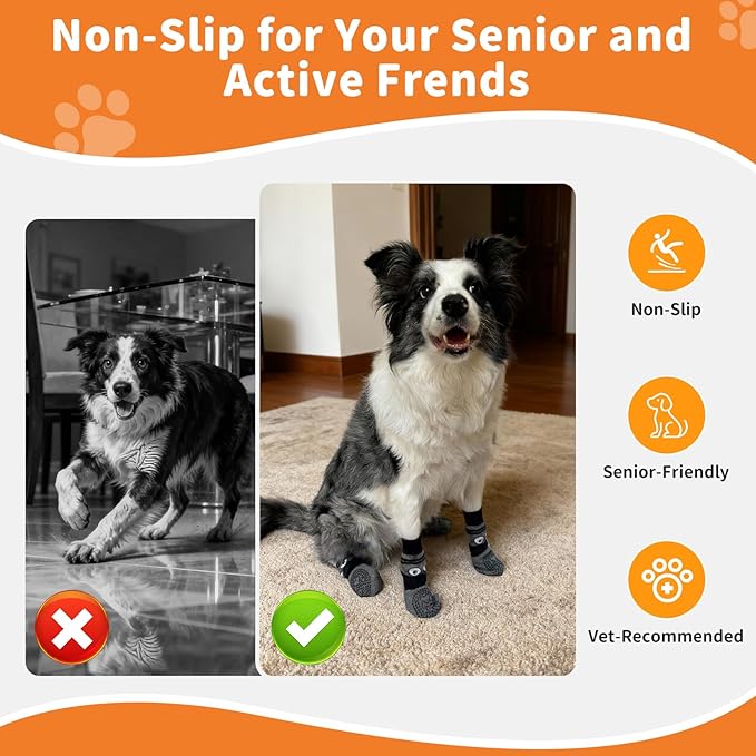 Non-Slip Dog Socks & Owner Sock Set- Extra-Grip, Paw Protection for Senior & Active Dogs