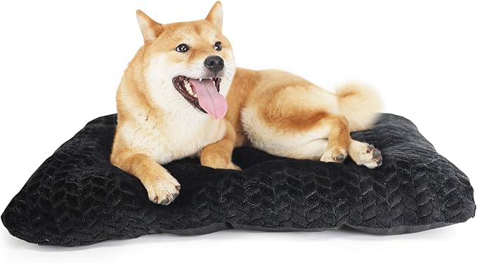 30 Inch Dog Crate Bed for Medium Dogs Washable Black Soft and Fluffy Crate Mats for Dog Cages Up to 40 lbs Pet Bed Mat Pillows Tire Printing Black,36x24