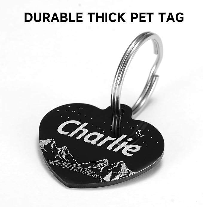 Dog Tags Engraved for Pets Personalized Dog Tags and Tags with 5 Lines Name & Text Various Design Custom Dog Name Tag Heart Dog ID Tags for Puppy Cats Furry Friend