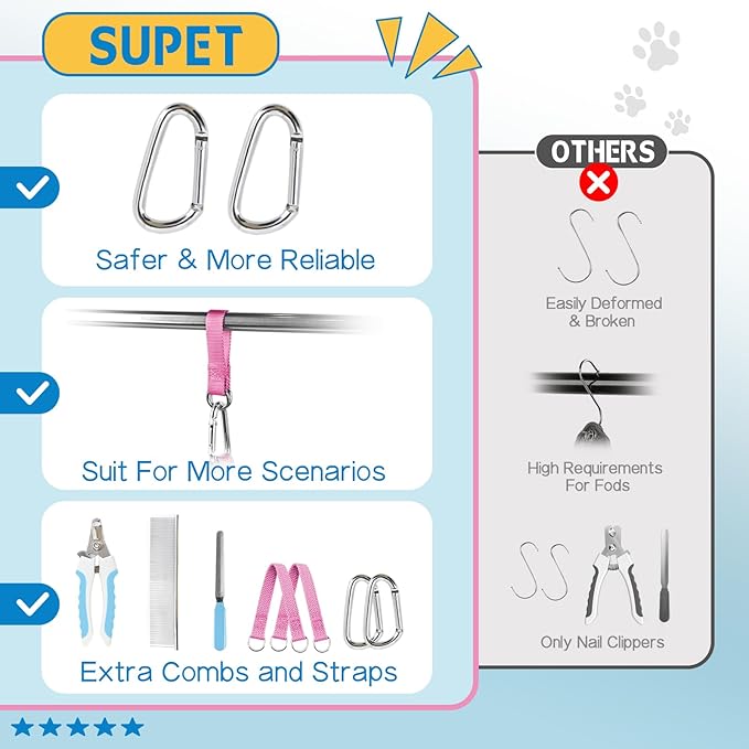 Supet Dog Grooming Hammock Harness for Dogs Cats, Relaxation Pet Nail Clipper Hammock, Restraint Dog & Large Animal Leashes Sling for Groomingk for Nail Trimming (Blue-Love, L)