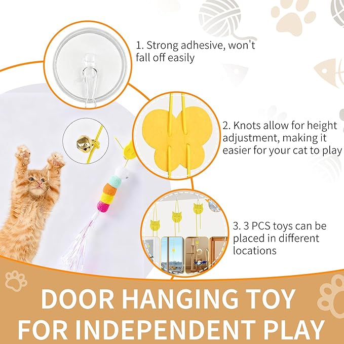 Walfront Cat Toy Set for Indoor Play, 17 Pieces, Interactive Feather Wand, Fun & Engaging Playtime for Cats and Kittens, Perfect for Active & Playful Cats