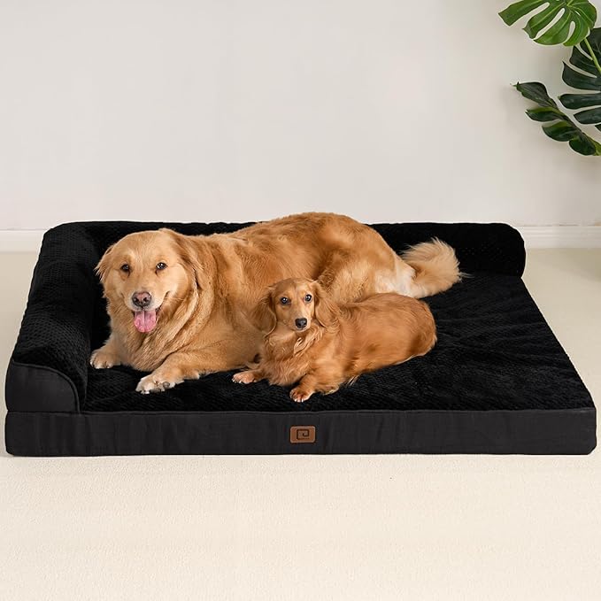 EHEYCIGA Memory Foam Dog Bed XLarge Sized Dogs, Extra Large Dog Bed Orthopedic with Washable Removable Cover, Waterproof XL Pet Bed Couch, 44x32x6.5 Inches, Black