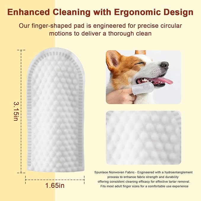Teeth Cleaning Wipes for Dogs & Cats, Dog Dental Care Finger Wipes, PURIGREE Dog Tooth Brushing Kit, Reduces Plaque,Disposable Dog Wipes-50 Count