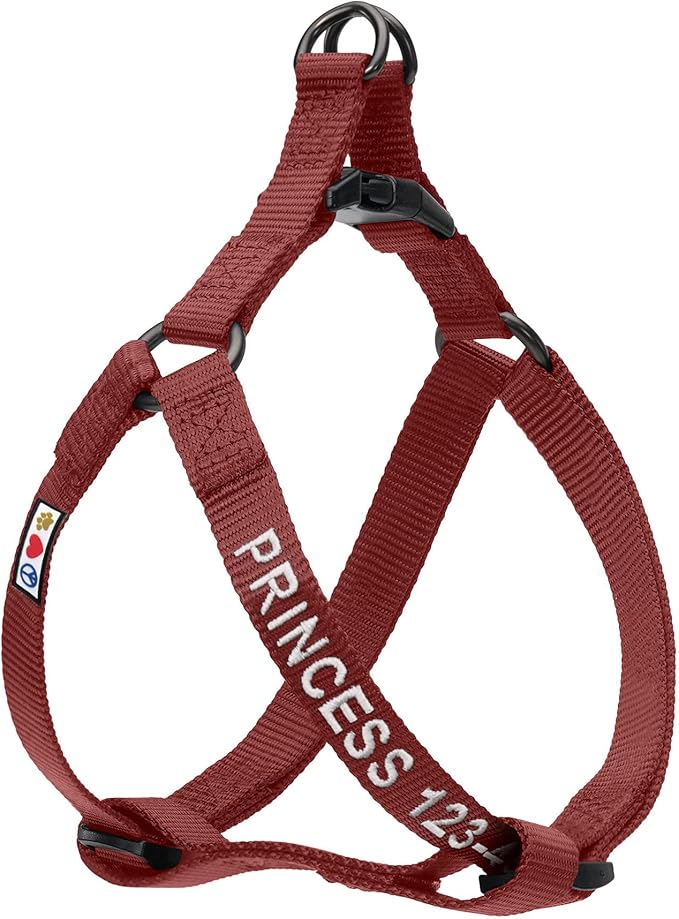 Pawtitas Personalized Dog & Puppy Harness Large Marsala Custom ID Tag Adjustable No Pull Vest