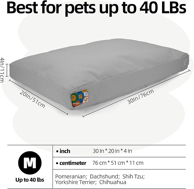 Sytopia 30" Outdoor Canvas Dog Bed – Ultra-Durable, Waterproof, Washable, Removable Cover – Comfort for Medium Dogs – Perfect for Patio, Crate, or Adventure (Light Grey)