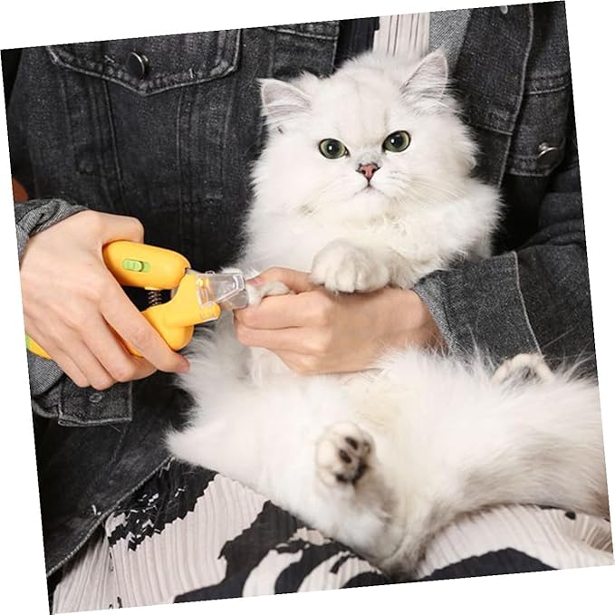 Gadpiparty Pet Nail Clipper with LED Light and Safety Guard for Dogs and Cats Sharp Blades for Smooth Cutting Anti-Cutting Blood Line Grooming Tool for Precise Claw Trimming Yellow