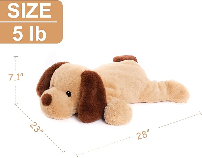 WEIGEDU Large Weighted Puppy Dog Stuffed Animal Plush Toy for Kids and Adults with Embroidered Eyes and Removable Weight Pack - 28 Inches, 5 lbs