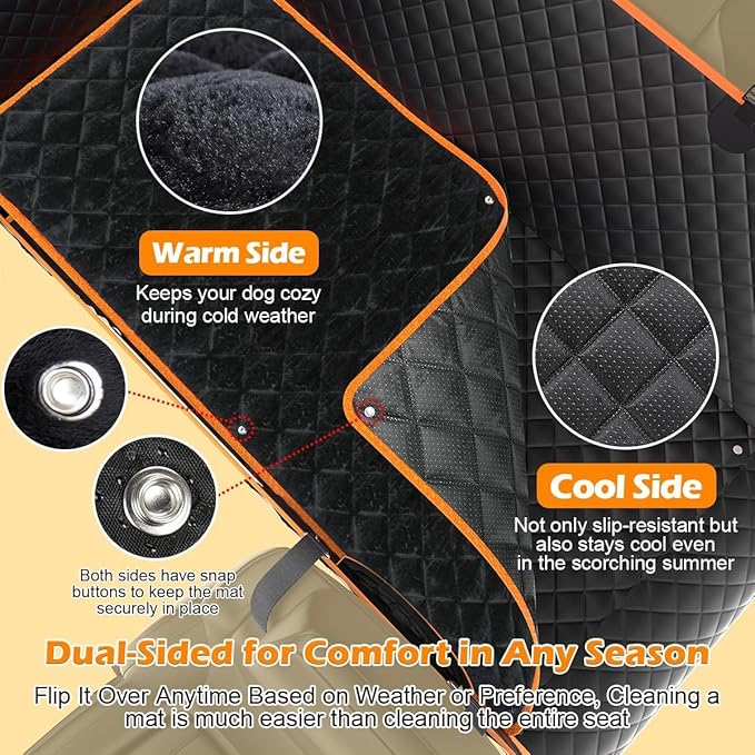 SIVEIS Dog Car Seat Cover, Car Back Seat Extender 45% for Dogs, 600D Double- Side Waterproof Anti-Scratch Hard Bottom Hammock Holds Up 500lbs,Safety Rest Space for Travel,Outdoors