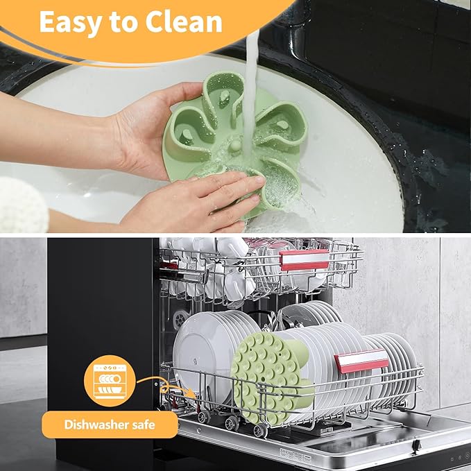Slow Feeder Dog Bowls Insert, Bestalk Soft Silicone Slow Eating Dog Bowl Insert with Suction Cups for Small, Medium and Large Dogs(Green M)