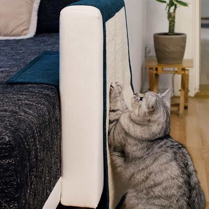 Navaris Cat Scratch Mat Sofa Protector - Natural Sisal Furniture Protector Scratching Pad for Cats - Scratch Carpet for Bed, Chair